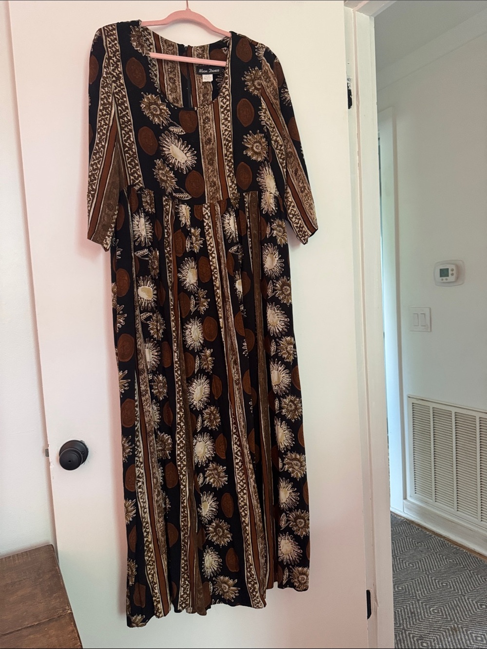 Women's Black & Brown Floral Print Maxi Dress